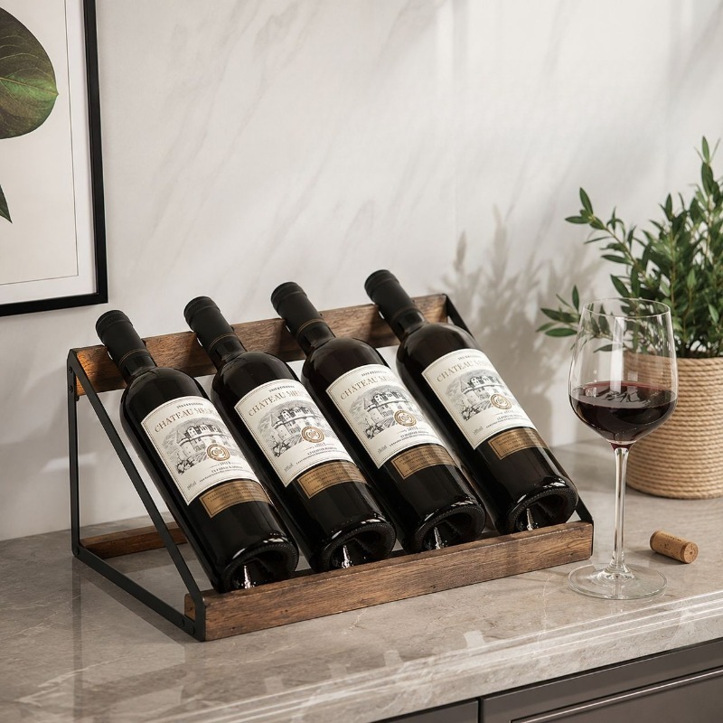 رف خشبي للنبيذ للبار المنزلي،  - مراجعة Home Bar Shelves وسعره