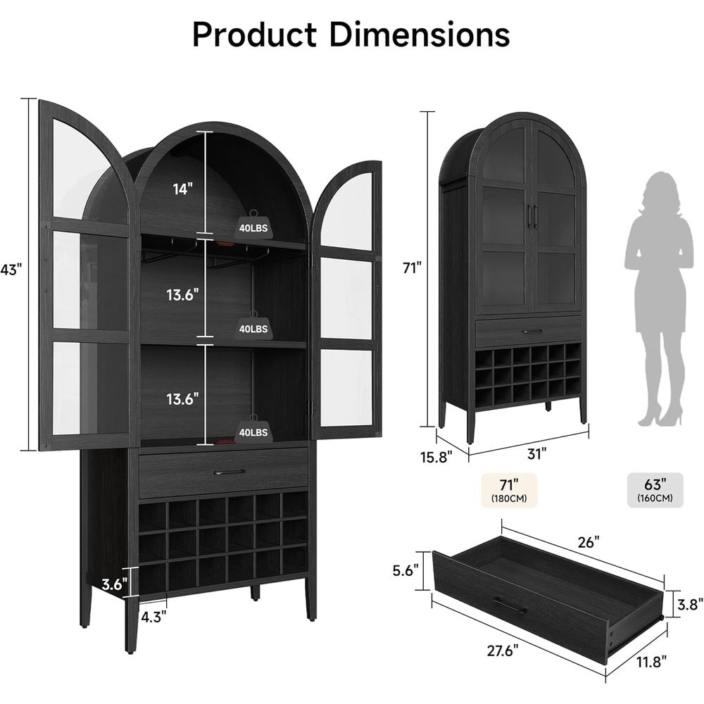 خزانة بار نبيذ مقوسة بارتفاع 7 - مراجعة Home Bar Shelves وسعره