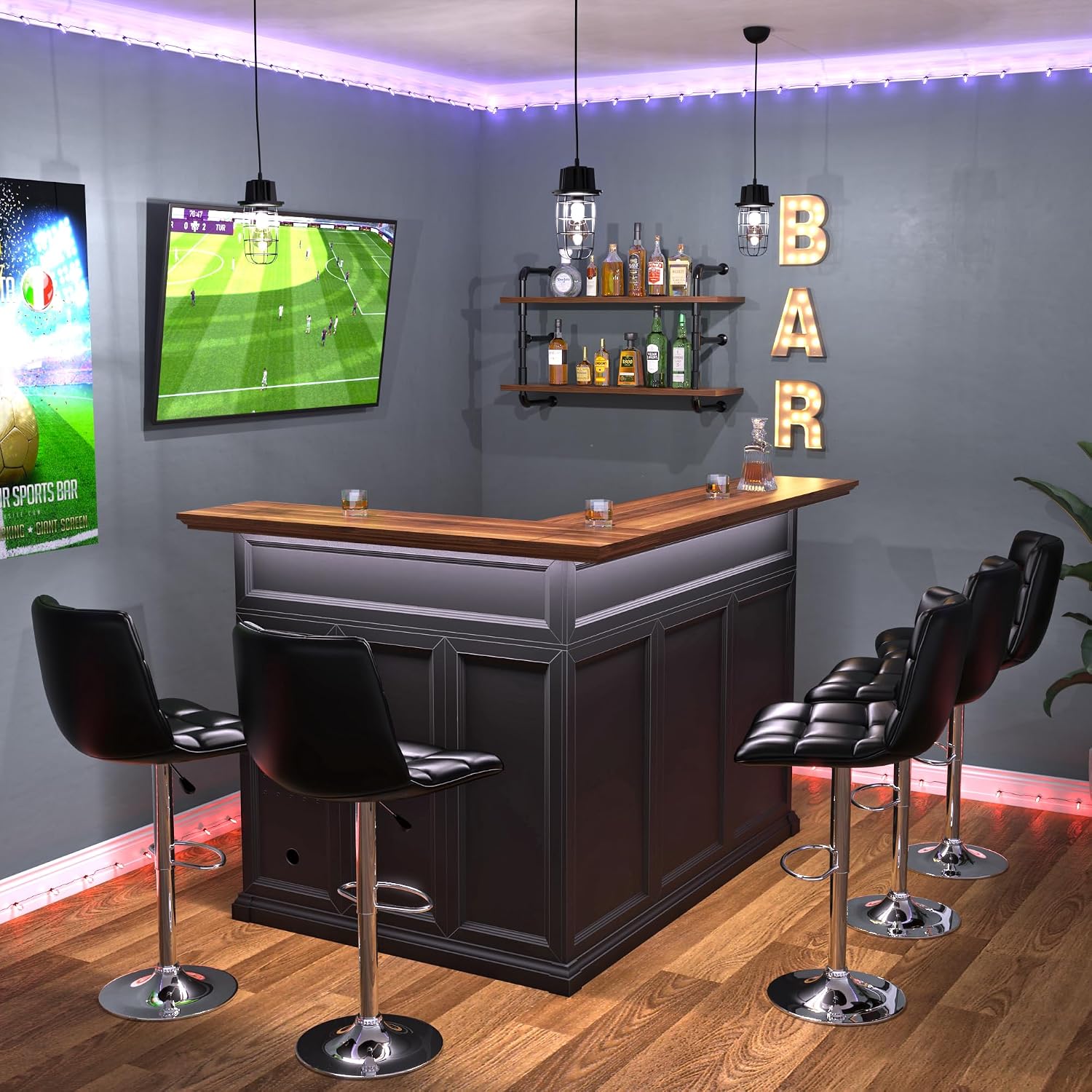 خزانة بار منزلية على شكل حرف L - مراجعة Home Bar And Fridge وسعره