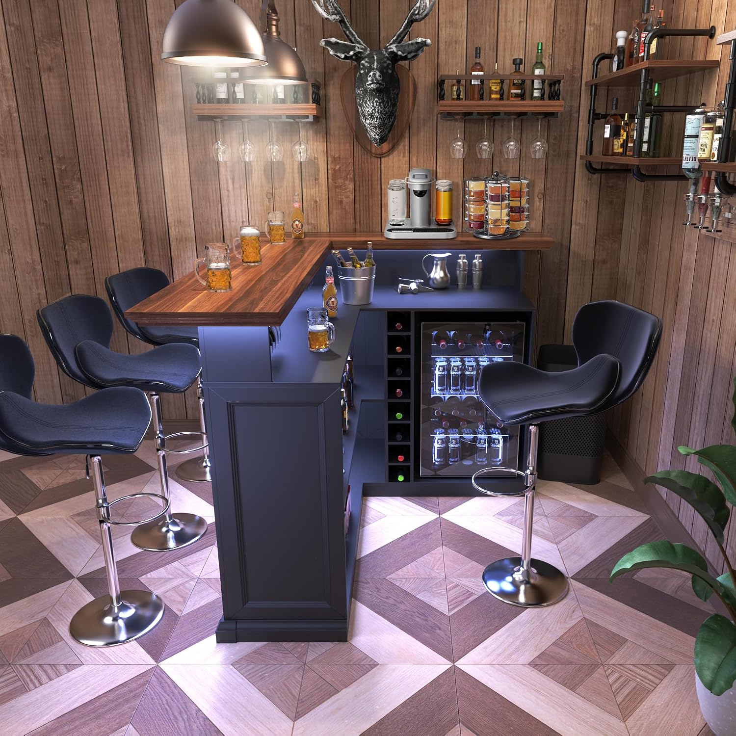 خزانة بار منزلية على شكل حرف L - مراجعة Home Bar And Fridge وسعره